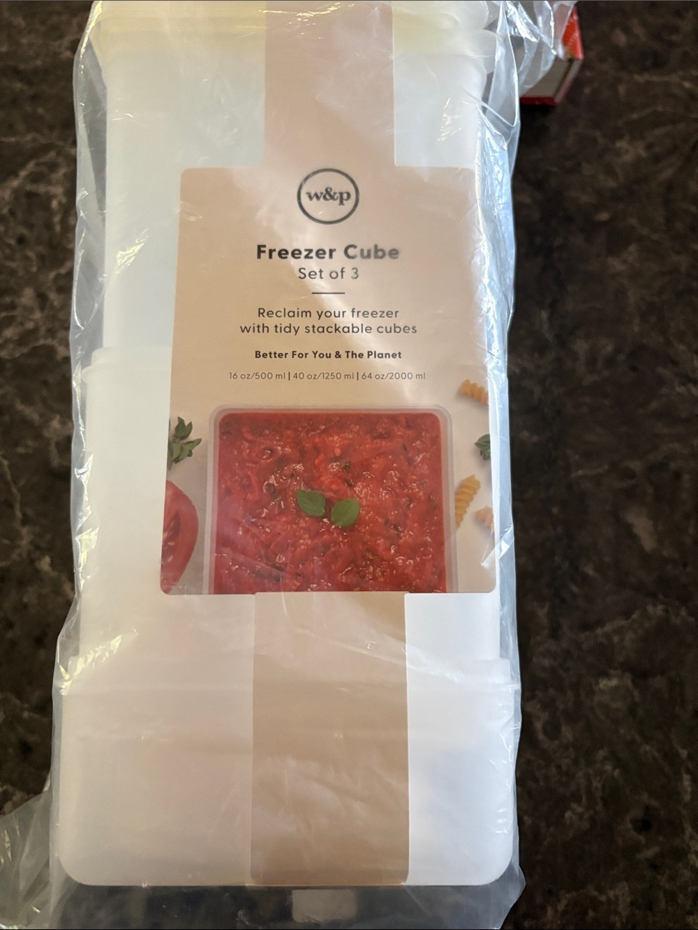 w&p White Freezer Cube Set of 3 - Stackable Frozen Food Storage
